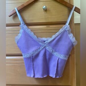 H&M Lace detail lavender crop top size small